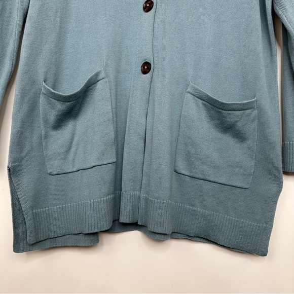 J. Jill Blue Sage Button Front Patch Pocket Long Cardigan Sweater Sz M NEW! - Picture 5 of 10